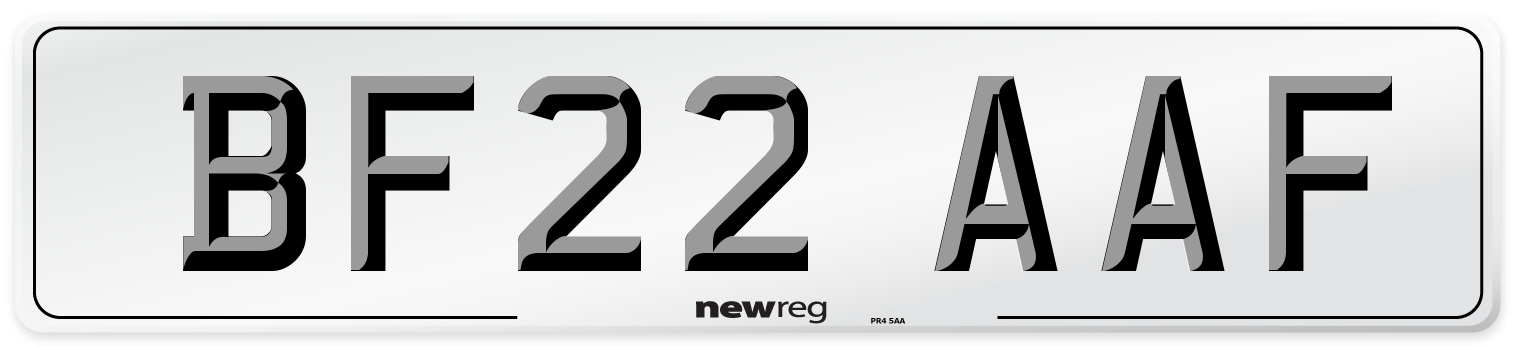 BF22 AAF Number Plate from New Reg